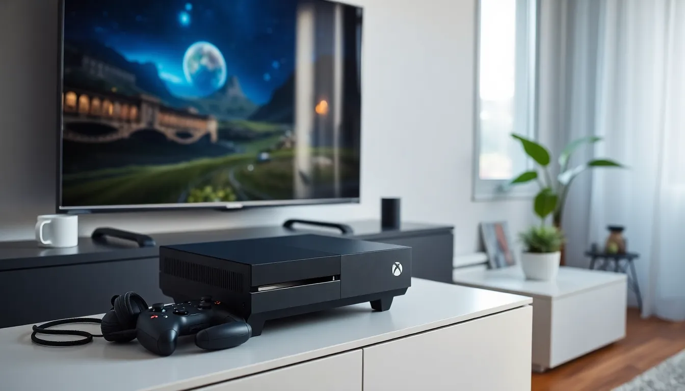 modern gaming setup with Xbox One and accessories.