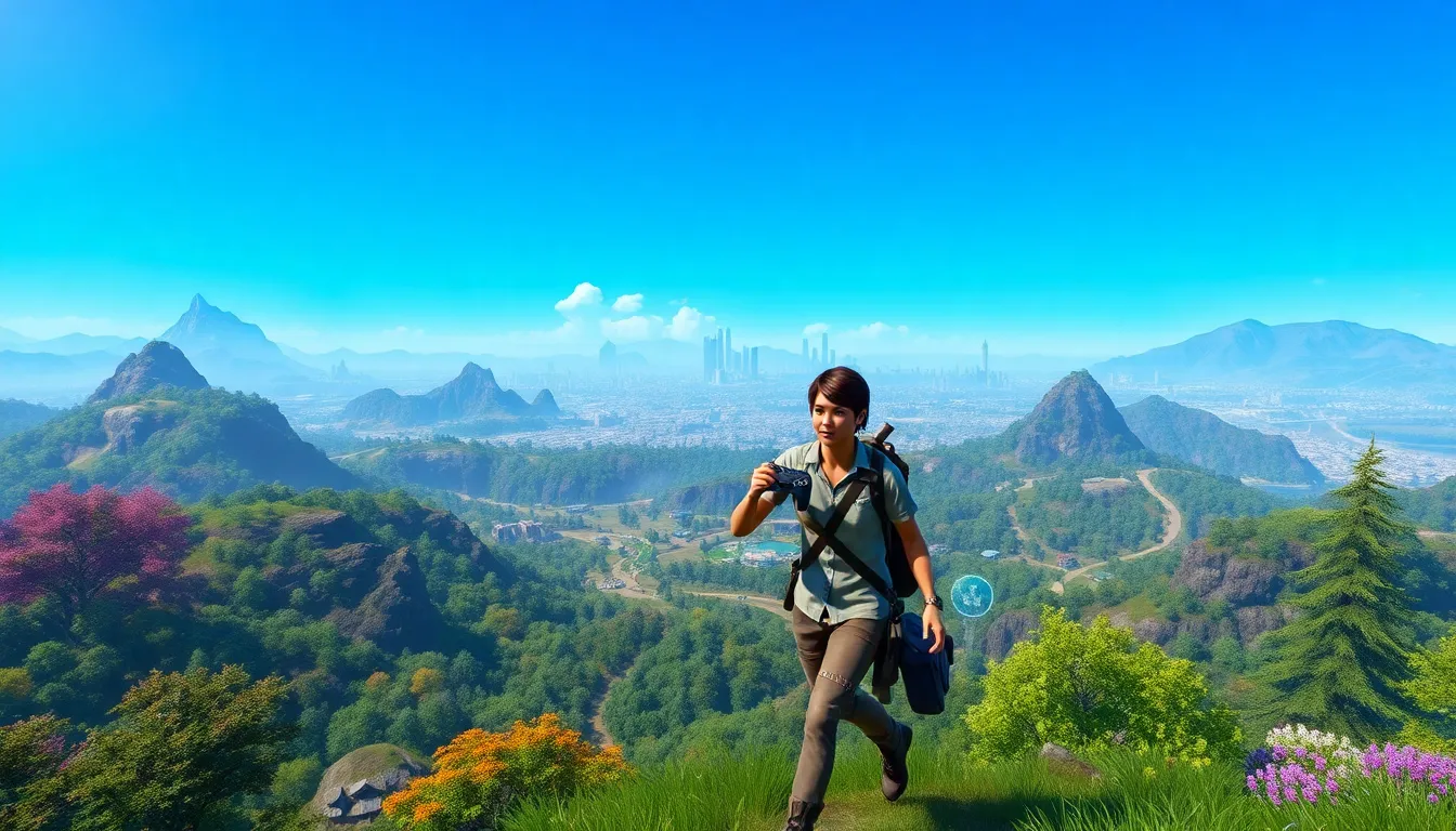 a player exploring a vibrant open world game environment on Xbox One.